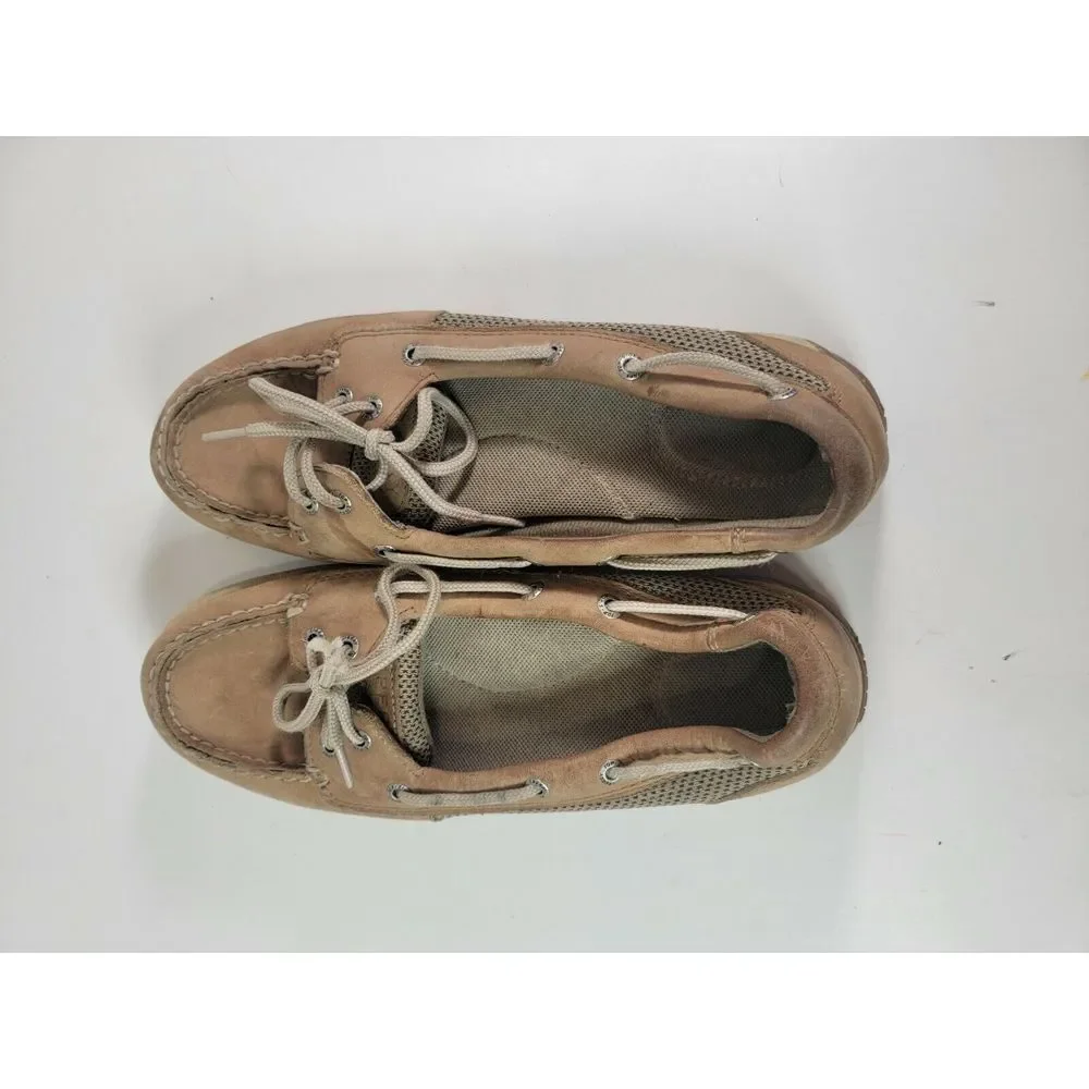 SPERRY TOP SIDER Laguna Tan Linen Boat Shoes Slip On 9773581 Women's 7.5 M‎